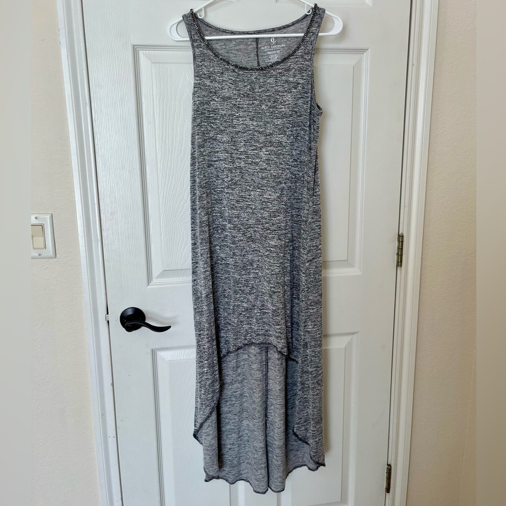 High-Low Knit Dress w/Beaded Neckline